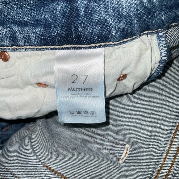 MOTHER High Waisted Rider Blue Distressed Ankle Jeans - Picture 5 of 8